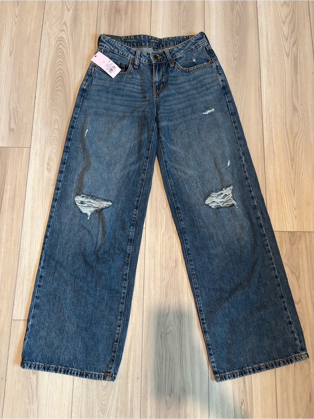 wild fable Distressed Wide Leg Jeans - Dark Blue